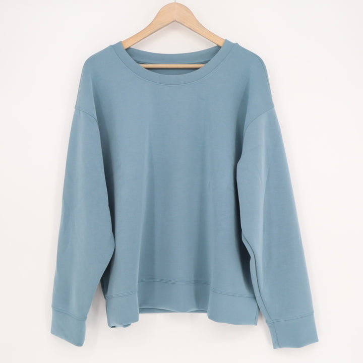 A New Day Sweatshirt Women XL Teal Stretch Ribbed Long Sleeve Crew Neck Pullover