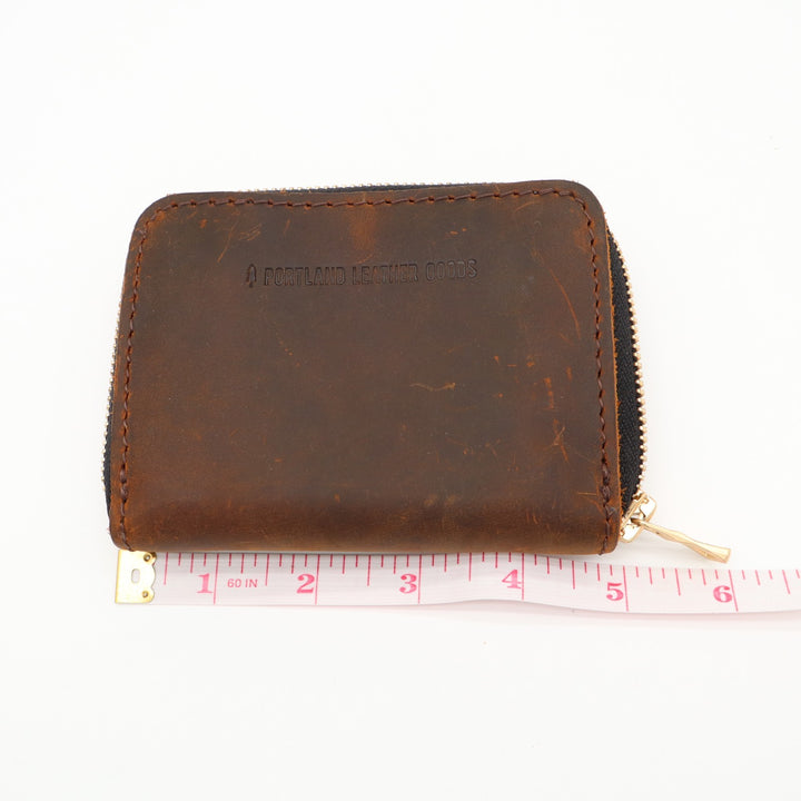 Portland Leather Goods Zip Wallet Womens Wallet Dark Brown Leather 4 Card Slots