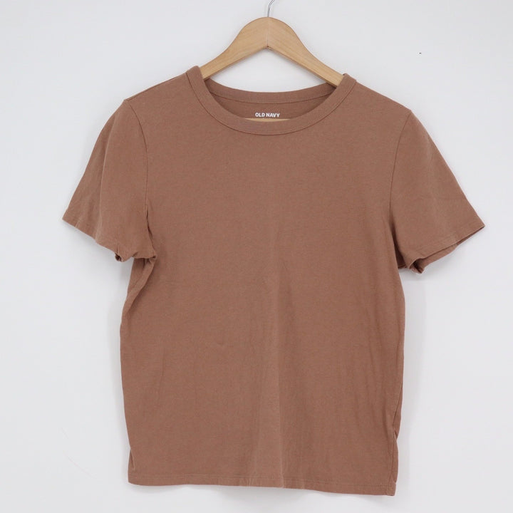 Old Navy Everywear Mens Medium Brown Short Sleeve Crew Neck Cotton T-Shirt Solid