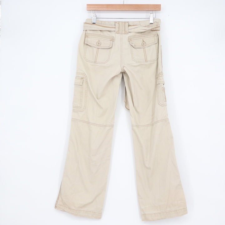 No Boundaries Khaki Cargo Pants Juniors Size 5 Straight Leg Tie Belt Y2K