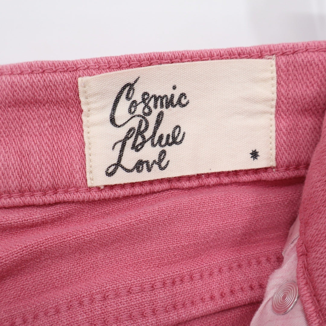 Cosmic Blue Love Pink Straight Leg Stretch Denim Jeans Size 31