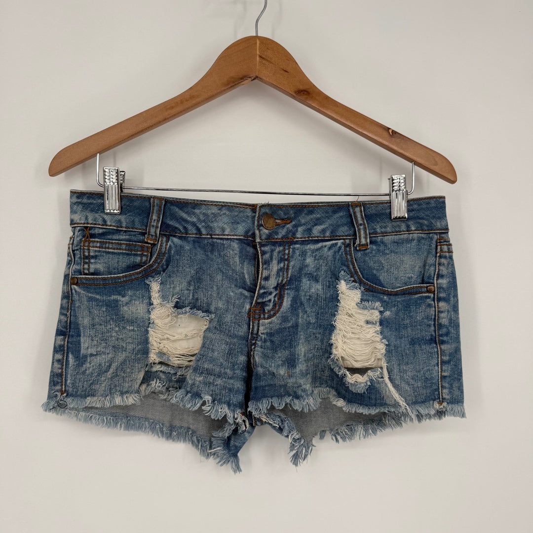 Love Culture Jeans Distressed Denim Cutoff Shorts Blue Size M