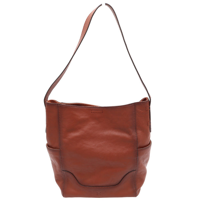Frye Melissa Hobo Bag Cognac Brown Leather Shoulder Handbag Bucket Tote Large