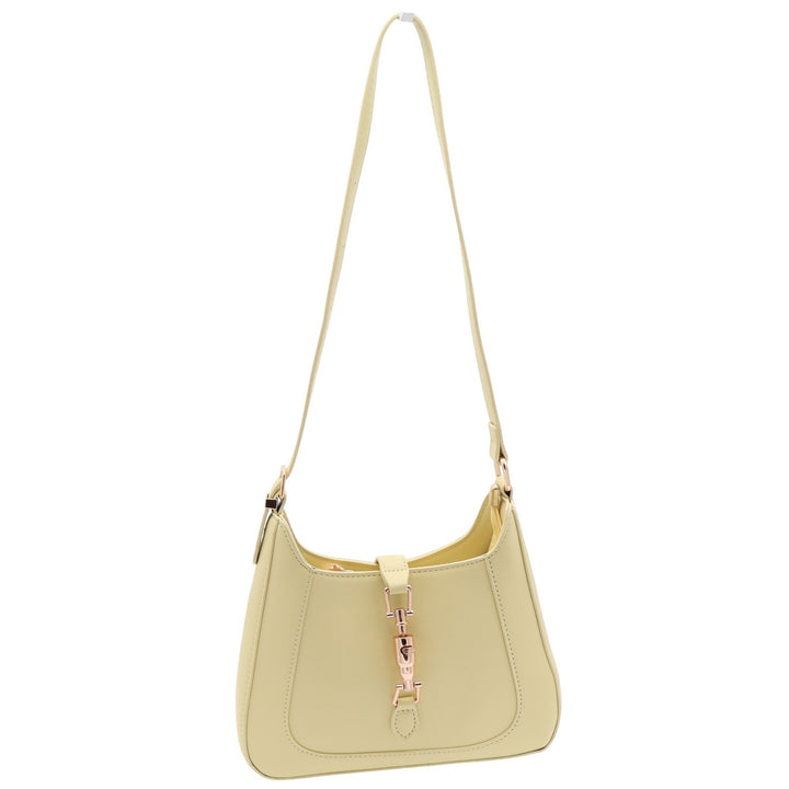 Unbranded Shoulder Bag Womens OS Hobo Piston Lock Pastel Yellow Minimalist EX