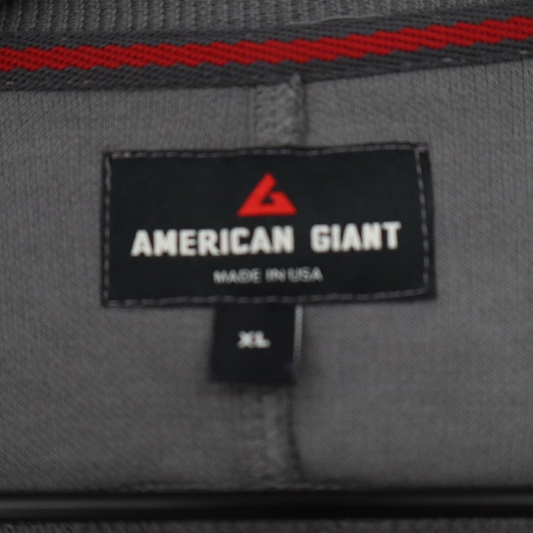 American Giant Broken-In Premium Slub T-Shirt Mens XL Washed Black Henley Neck