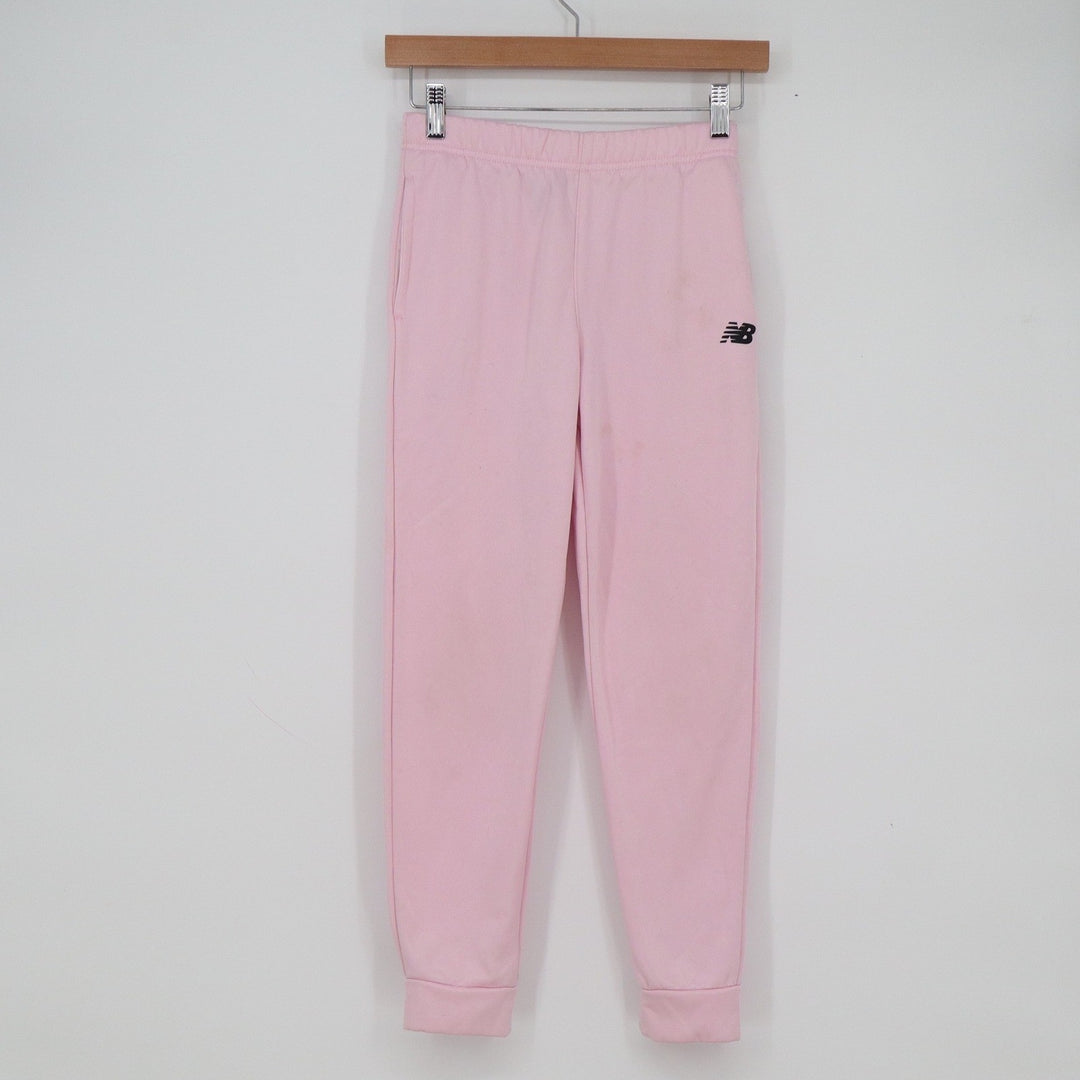 New Balance Girls Pink Joggers Athletic Track Pants Size M 10/12 Logo Activewear