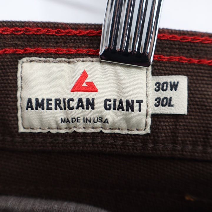 American Giant Roughneck Pants Mens 30x30 Brown Cotton Stretch Preppy Straight