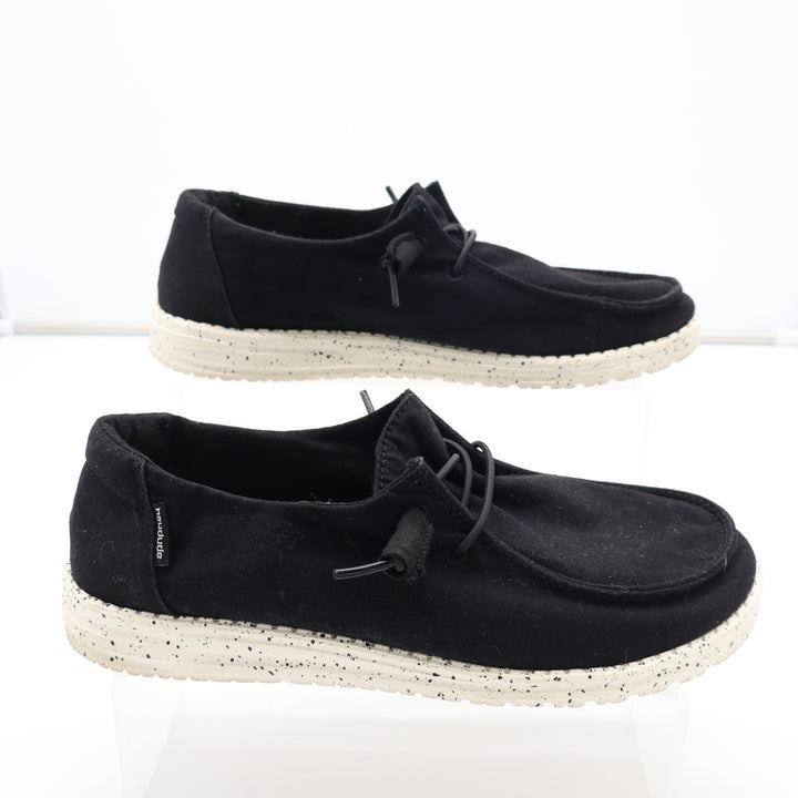 Hey Dude Wendy L Black Canvas Slip On Loafers Womens Size 8
