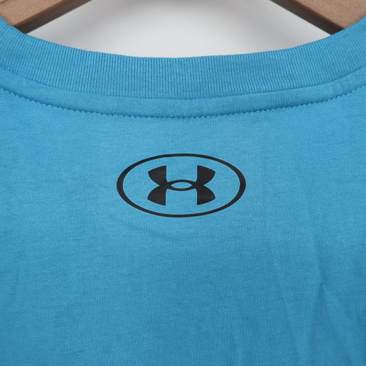 Under Armour Mens Left Chest Cut Off Tank Blue Loose Fit Muscle Tee L