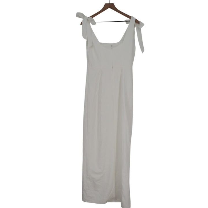 Lulus Your Sweetie White Tie Strap Column Maxi Dress Women Medium Cream Back Zip