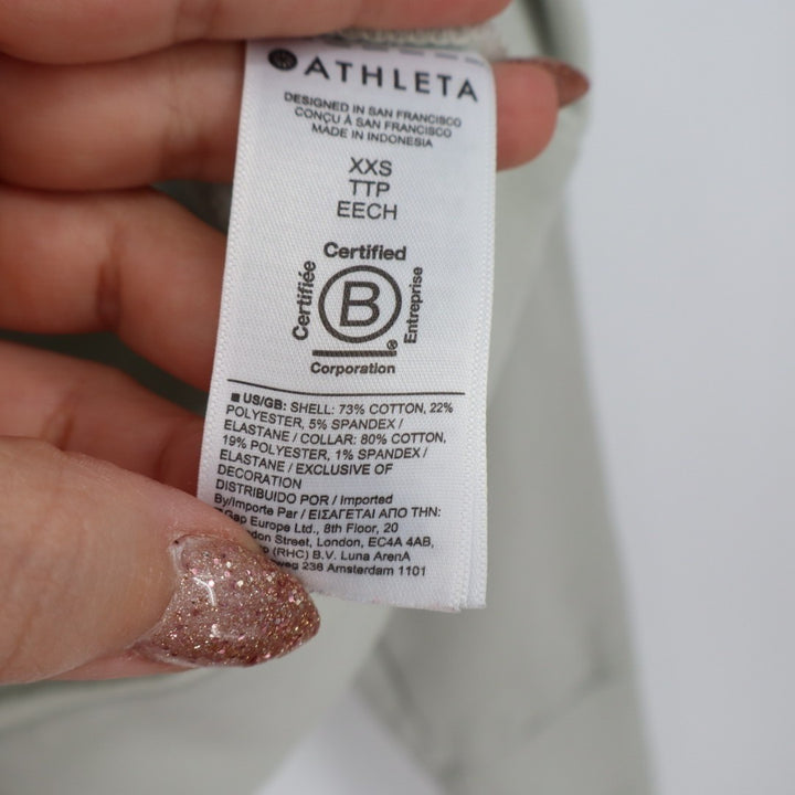 Athleta Retroplush Revive Sweatshirt Womens 2XS Sage Green Half Zip Fleece Lined