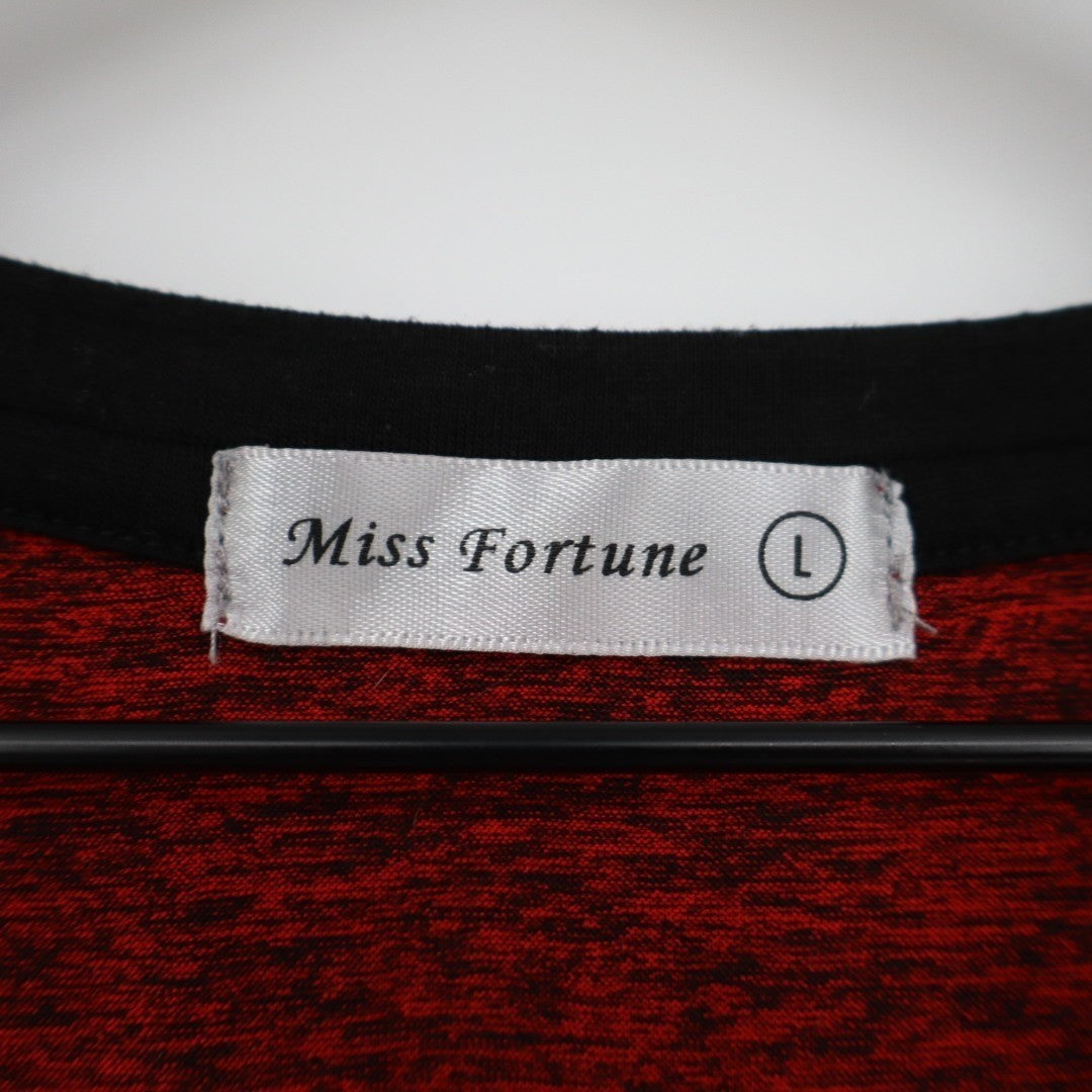 Miss Fortune T-Shirt Womens L Red Space Dye Crew Neck Raglan Sleeve Active Wear