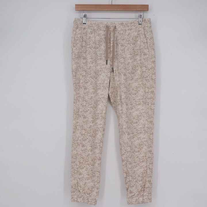 Athleta Farallon Jogger Pants Tan White Printed Organic Cotton Womens Small S