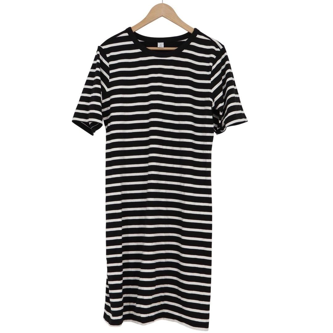Old Navy Womens XL Tall Black White Striped Short Sleeve T-Shirt Dress Cotton