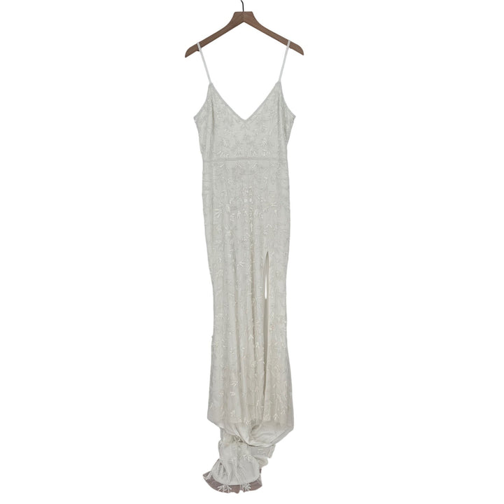 Lulus Everlasting Vows White Beaded Sequin Mermaid Maxi Dress Size XL