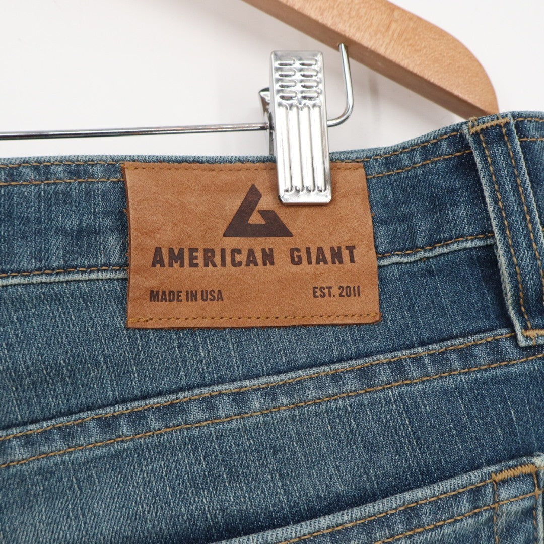American Giant Dakota Jeans Mens 36x34 Blue Denim Preppy Cotton Stretch Straight