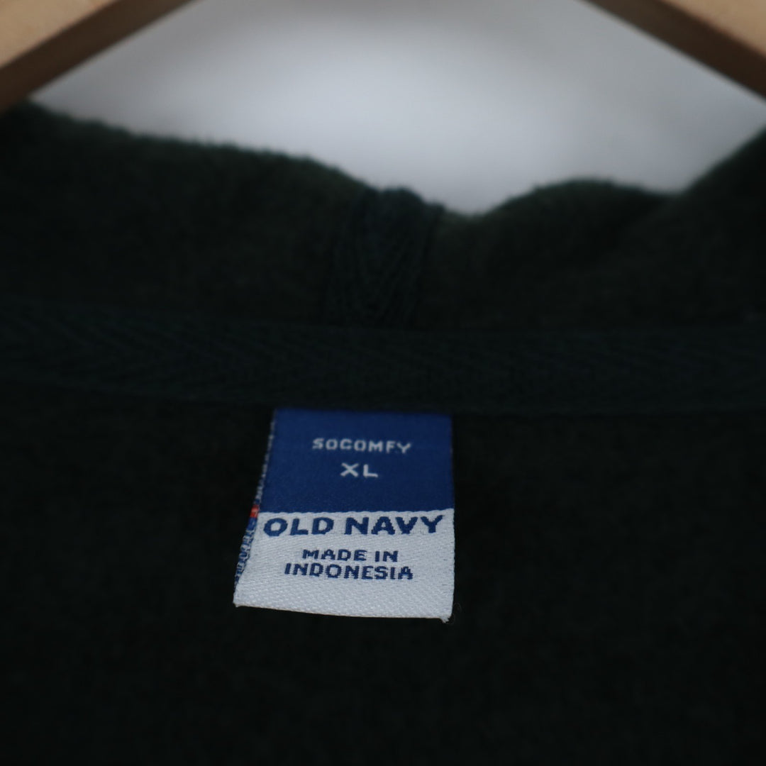 Old Navy Socomfy Hoodie Mens XL Forest Green Cotton Full Zip Ribbed Long Sleeve