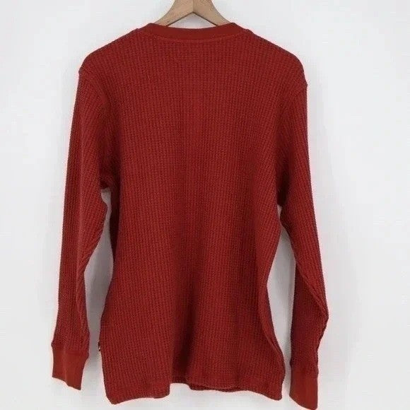 American Giant T-Shirt Mens M Zinfandel Cotton Stretch Waffle Knit Henley Neck