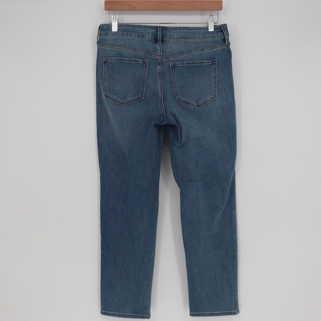 Old Navy Power Slim Straight Jeans Womens 8 Short Medium Wash Blue Stretch Denim