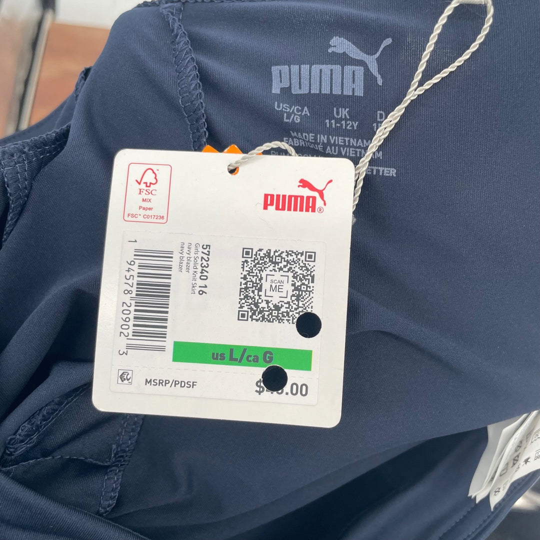 Puma Girls Solid Knit Skirt Navy Blue L Athletic Golf Tennis School Uniform