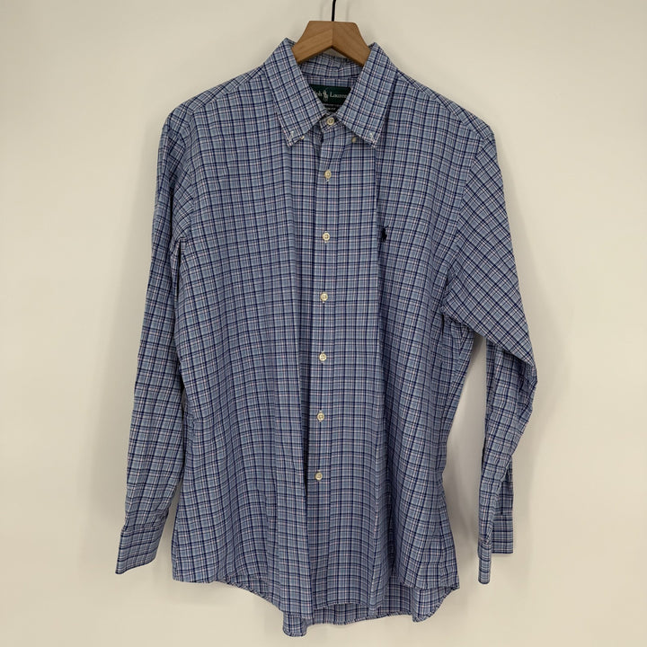 Ralph Lauren Dress Shirt Men 16.5 Multicolor Plaid Custom Fit Formal Button Down