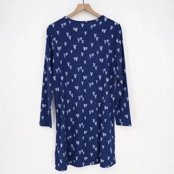 Charter Club Intimates Navy Blue Floral Soft Knit Long Sleeve Sleep Shirt Large