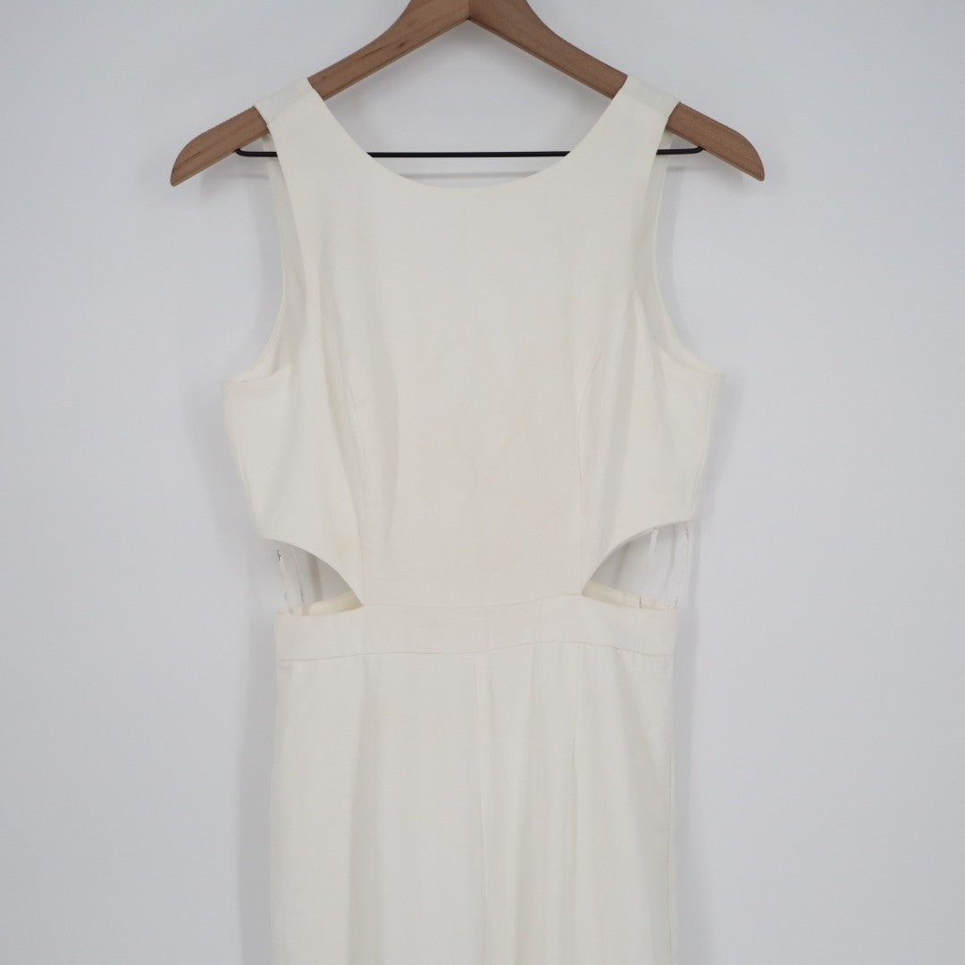 Lulus Moments to Remember Jumpsuit Womens Small White Sleeveless Wide-Leg Cutout