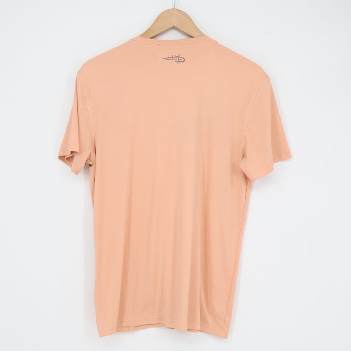 Reel Life Mens Livin Graphic T-Shirt Peach Orange Surf Jeep Palm Trees Small