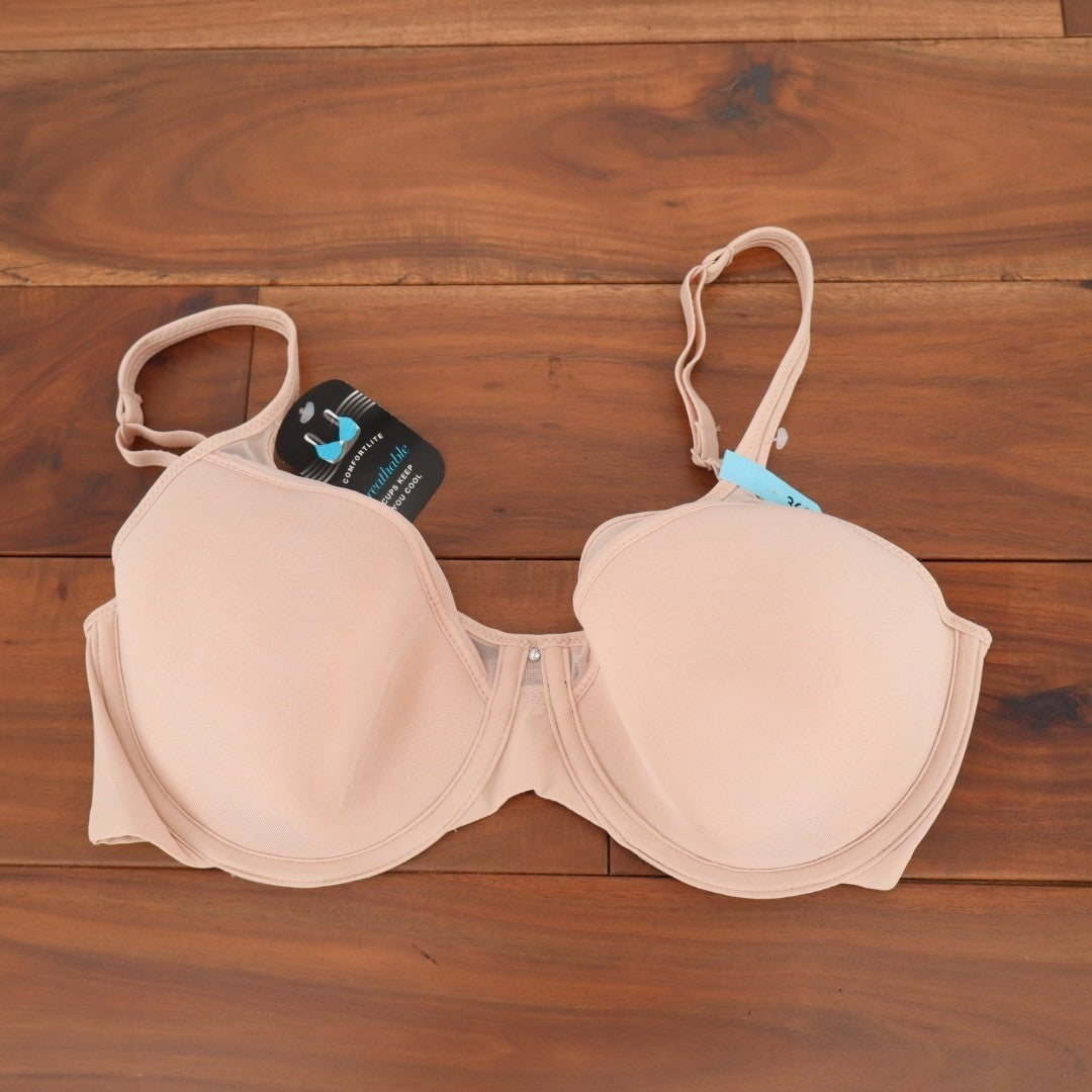 Bali One Smooth U Ultra Light Bra Womens 36C Blush Underwire Adjustable Strap