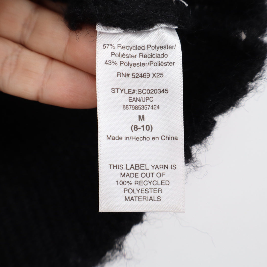 Scoop Womens Black Fuzzy Short Sleeve Cropped Sweater Crew Neck Size M