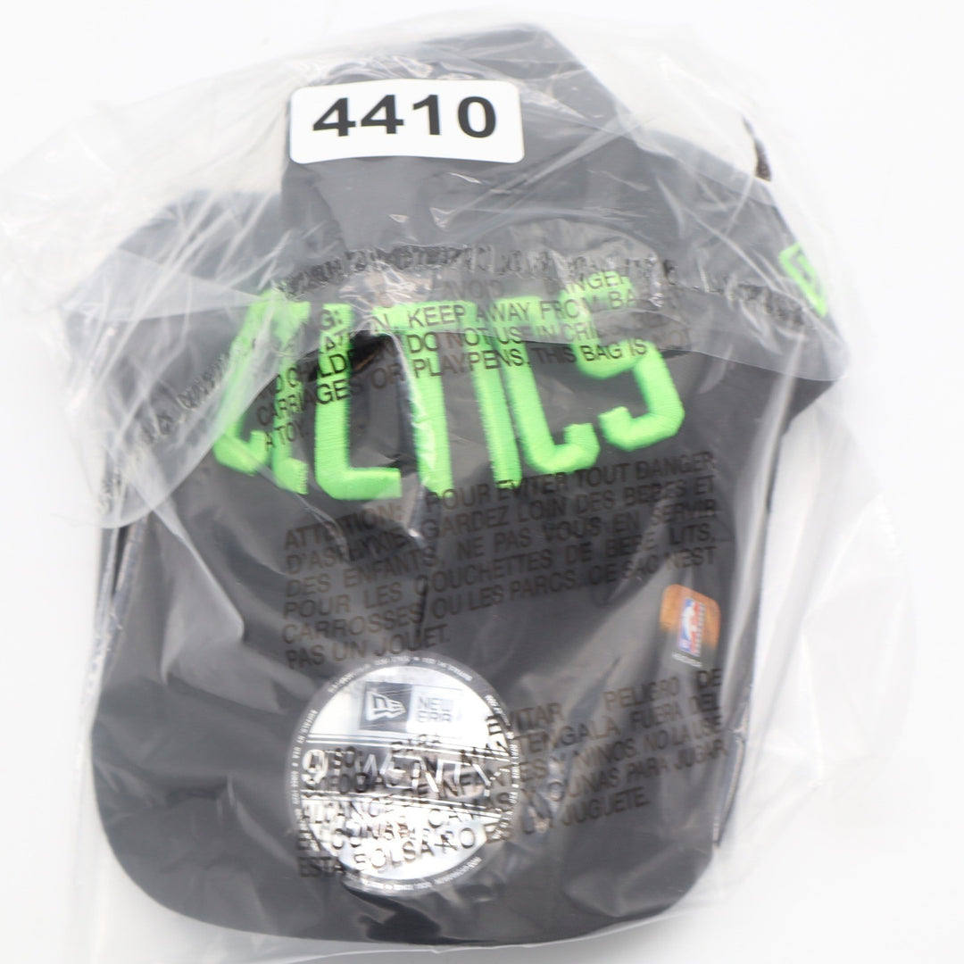 New Era 9TWENTY Boston Celtics Hat Mens Black Neon Green Adjustable NBA