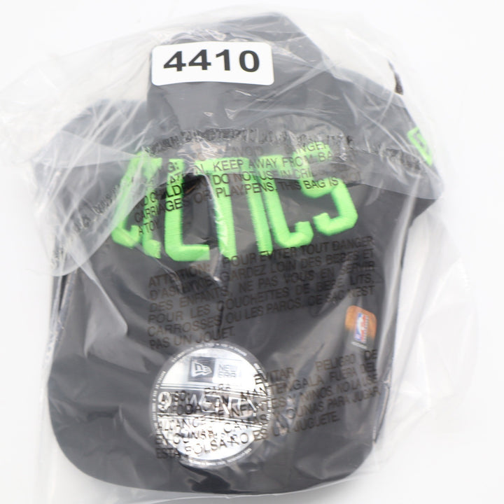 New Era 9TWENTY Boston Celtics Hat Mens Black Neon Green Adjustable NBA