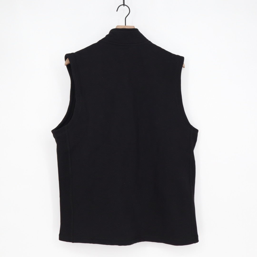 American Giant Midweight Vest Men's Large Black Full Zip Cotton Fleece Mock Neck
