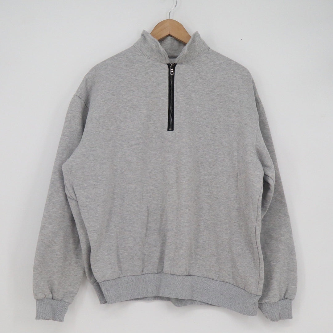 Mens XL Quarter Zip Pullover Sweatshirt Heather Gray Mock Neck Fleece