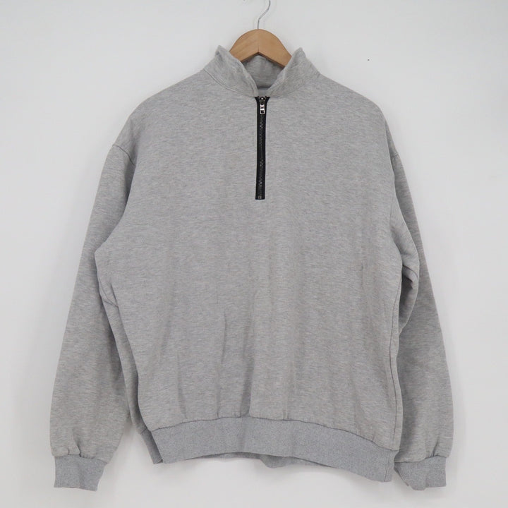 Mens XL Quarter Zip Pullover Sweatshirt Heather Gray Mock Neck Fleece