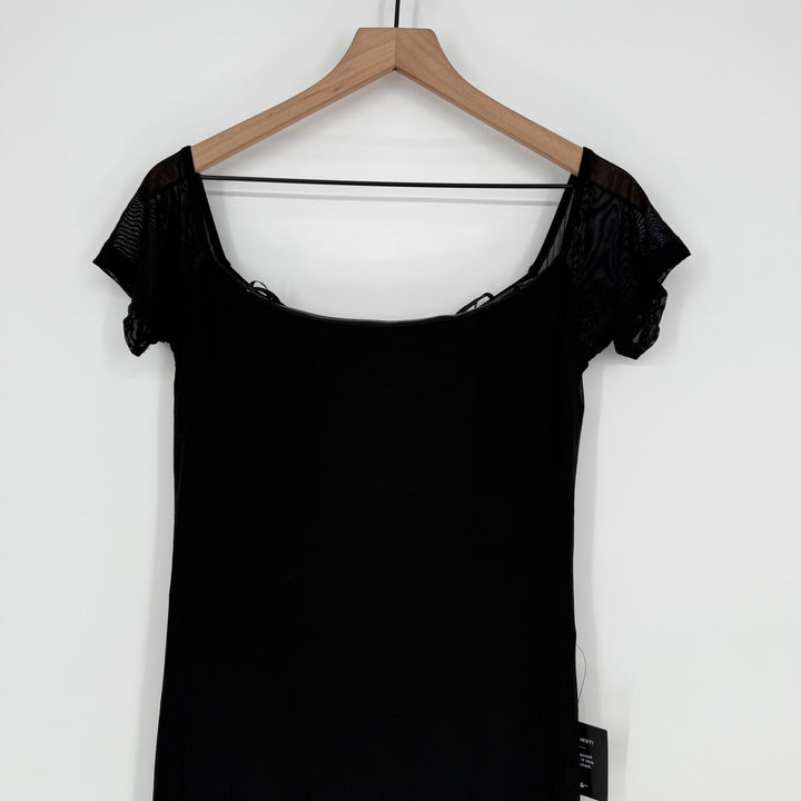 Lulus Faizah Black Mesh Off-The-Shoulder Mermaid Maxi Dress Size XL