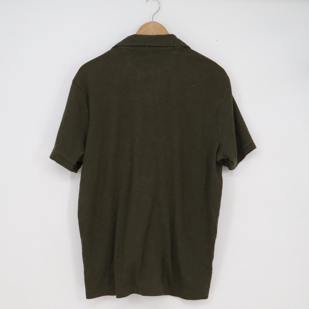 Tahari Mens Olive Green Short Sleeve Chest Pocket Polo Shirt Size Large