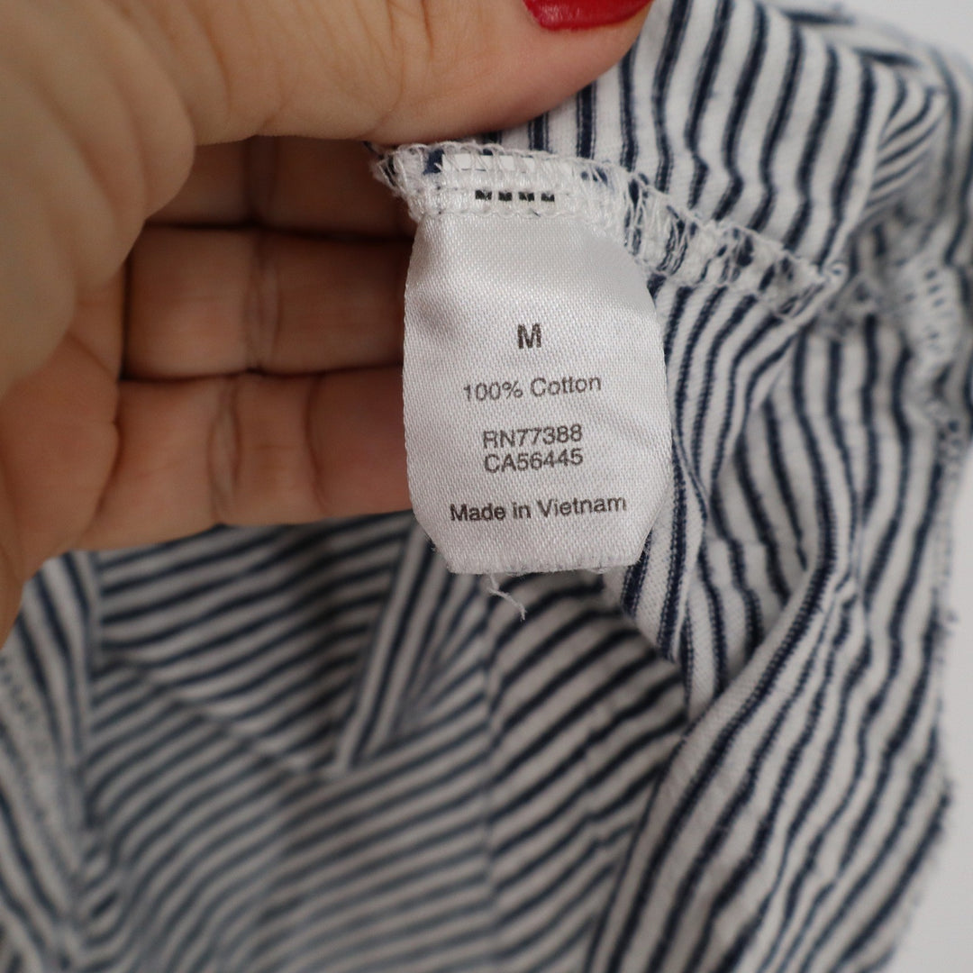 J.Crew Womens Navy White Striped Ruffle Sleeve Cotton T-Shirt Dress Size M