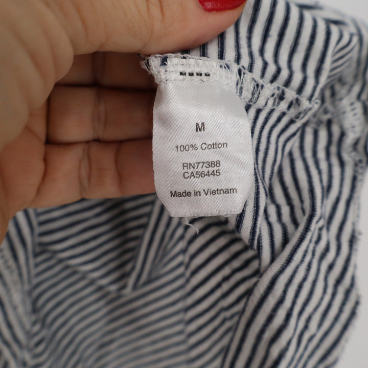 J.Crew Womens Navy White Striped Ruffle Sleeve Cotton T-Shirt Dress Size M