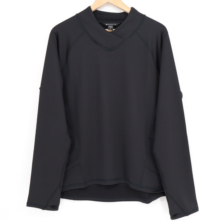 Athleta Athletic Top Womens Large Black Stretch Long Sleeve Mock Neck Pullover