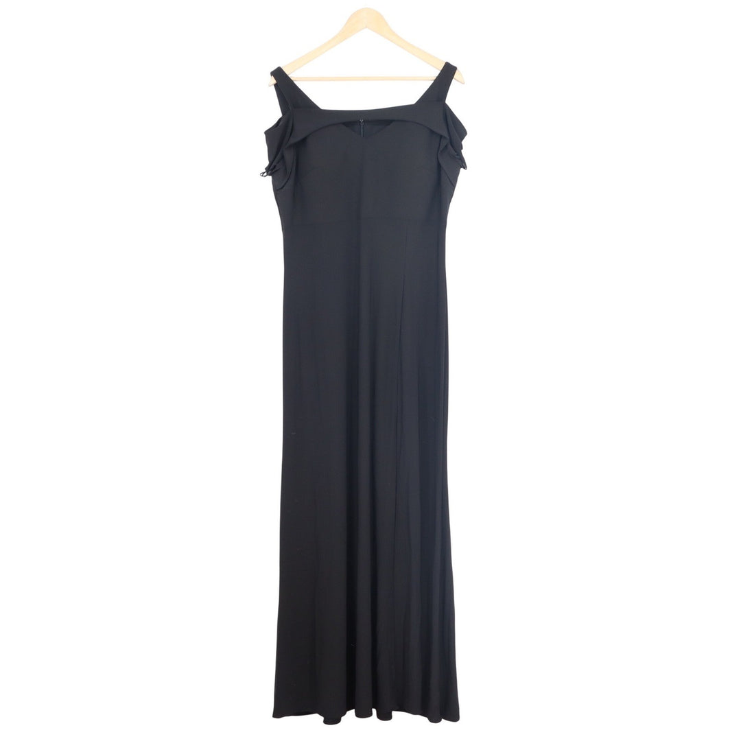 Nightway Womens Black Cold Shoulder Ruffle Sleeve Formal Gown Dress Size 14