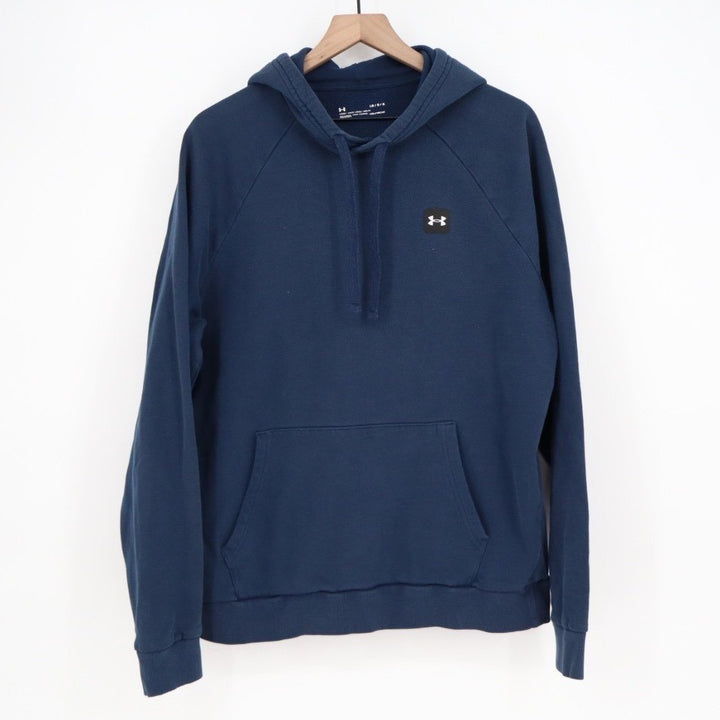 Under Armour Rival Coldgear Hoodie Men's Large Blue Fleece Lined Raglan Sleeve