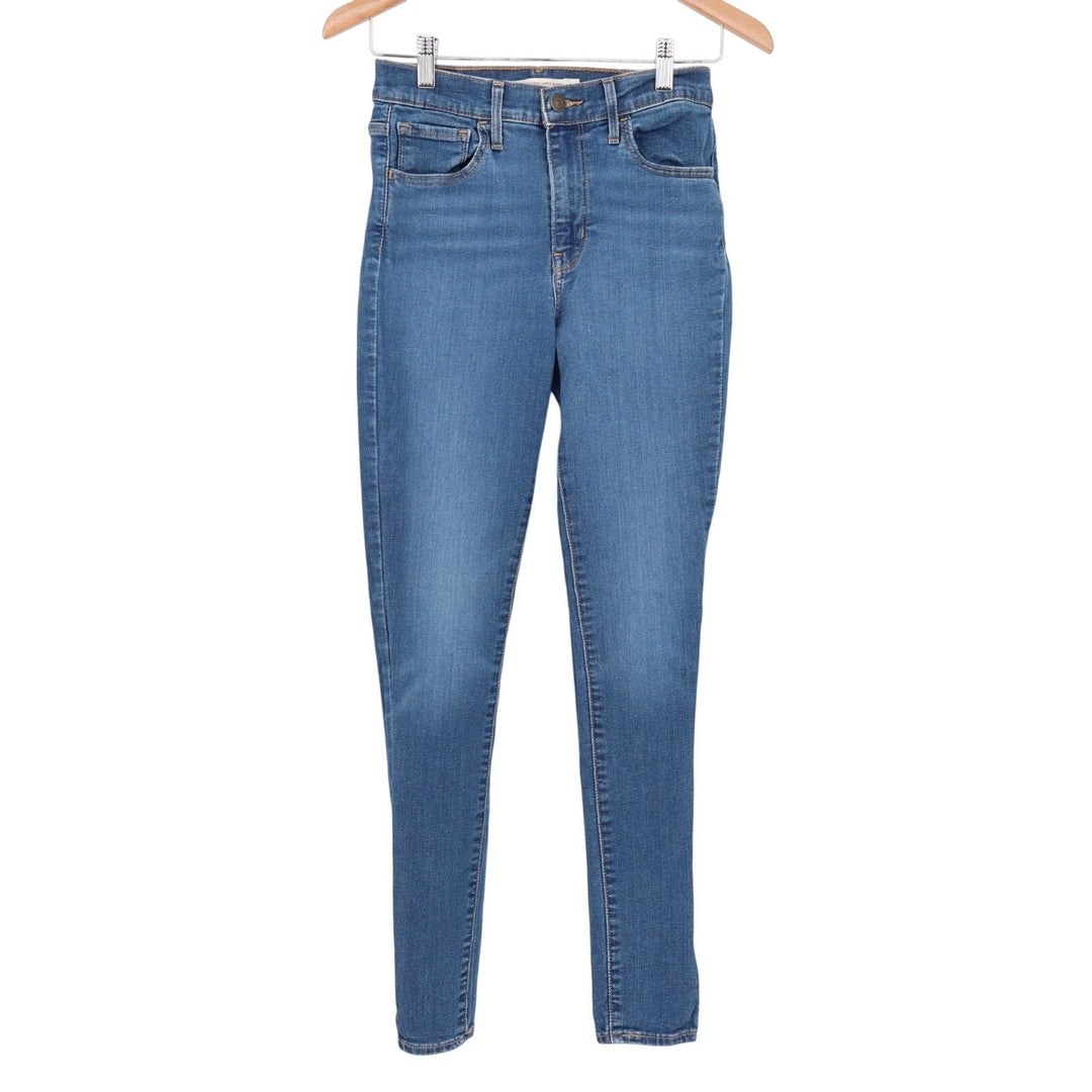 Levi's 720 High Rise Super Skinny Jeans Womens 27 Blue Whiskered Denim Stretch