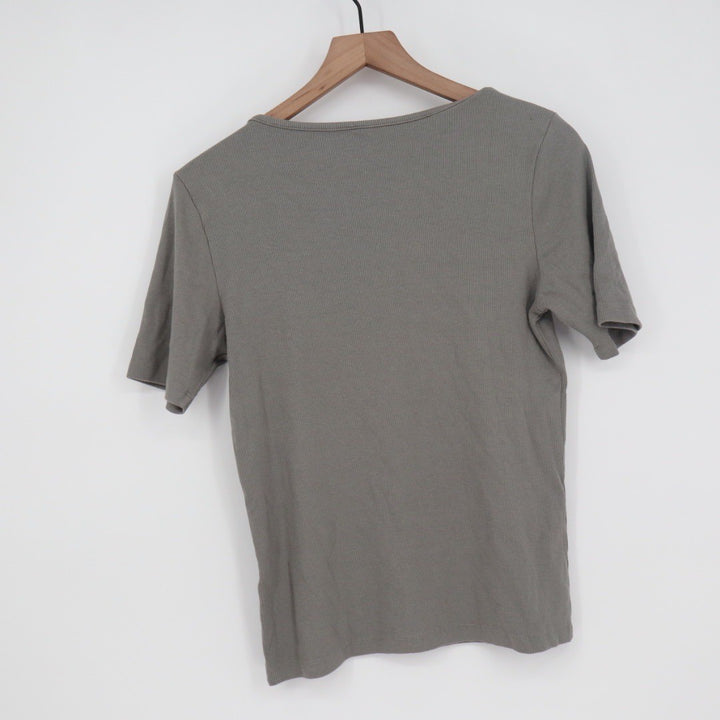 American Giant Women's Luxe Rib Square Neck Tee Silent Storm Size L Made In USA