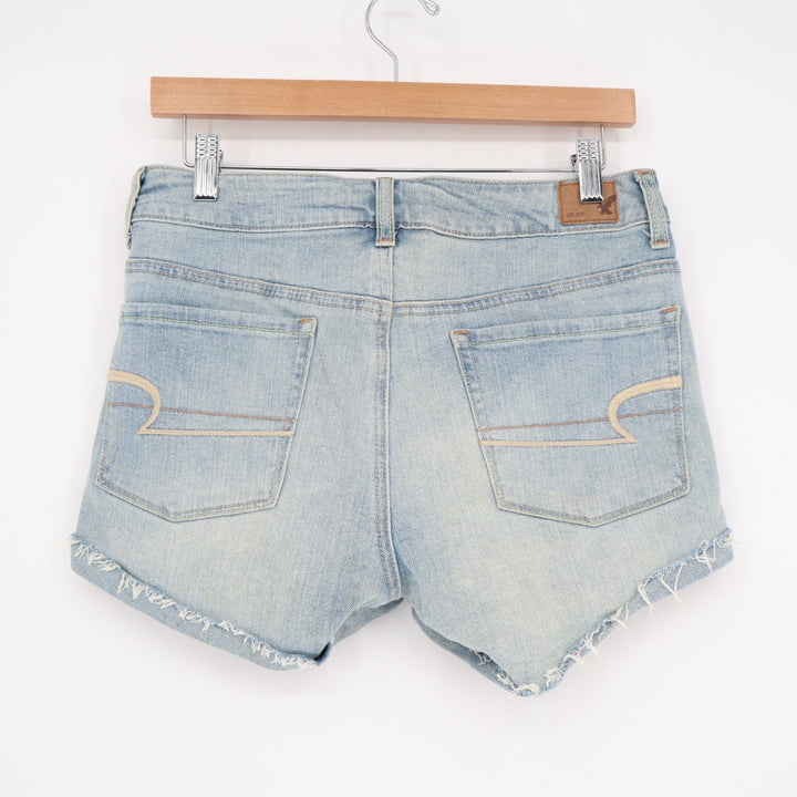 American Eagle Outfitters Cuffed Shorts Womens 6 Blue Light Wash Denim Cotton