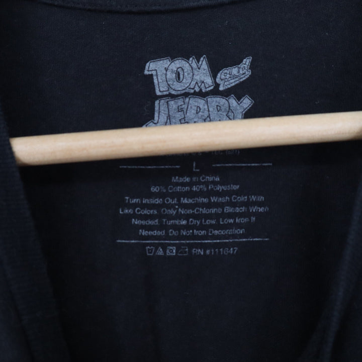 Tom and Jerry Graphic T-Shirt Mens Large Black Short Sleeve Cartoon Retro Tee