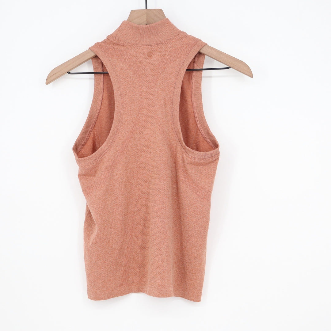 Calia Womens Seamless Sleeveless Mock Neck Top Dark Orange Small NEW