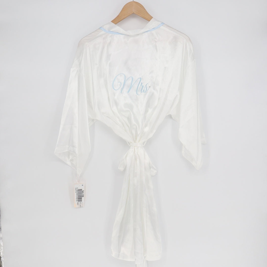 Linea Donatella The Mrs. Wrap Robe Womens Medium White Stretch 3/4 Dolman Sleeve