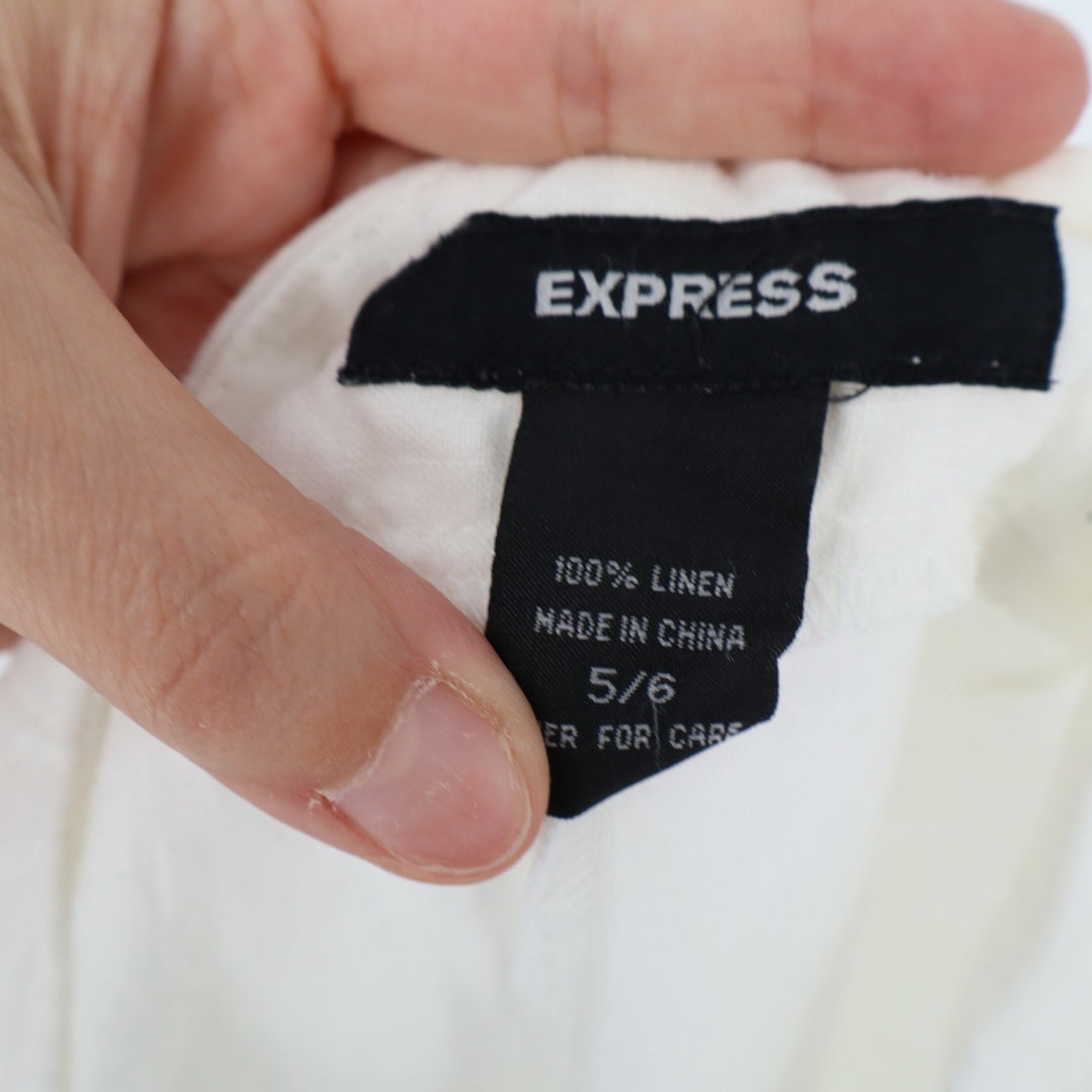 Express Pants Womens 5/6 White Coin Pocket Drawstring Waist Ankle Slit Wide Leg