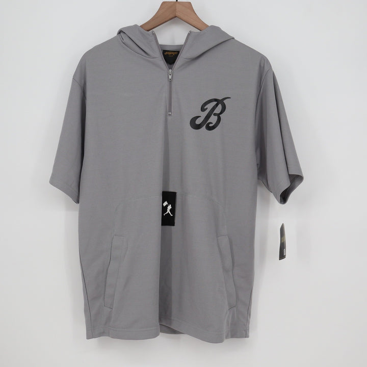 Baseball Bat Bros Mens BP Tee Grey Quarter Zip Short Sleeve Hoodie Medium